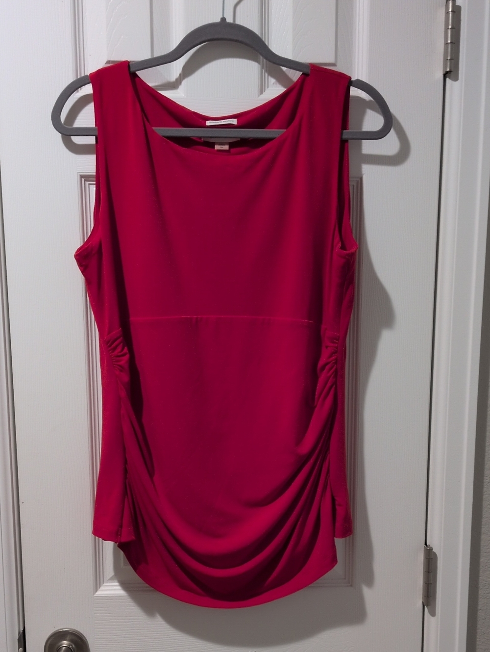 Calvin Klein Sleeveless Ruched Tank Top - Red